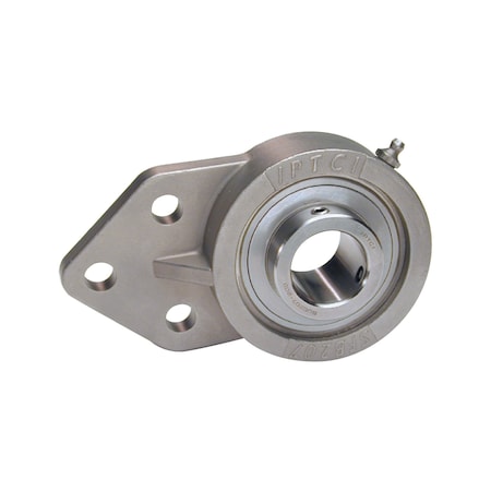 Iptci 3-Bolt Flange Ball Bearing Unit, 1 in Bore, All Stainless Steel, Set Screw Lock, 2 Tri Lip Seals SUCSFB205-16L3